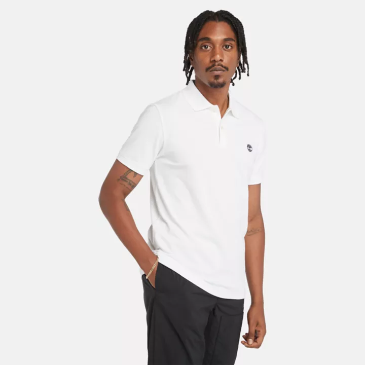 Polo stretch Merrymeeting River pour homme en blanc