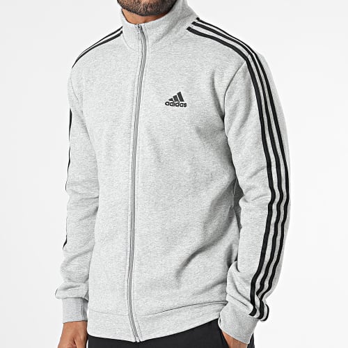 Ensemble De Survetement A Bandes 3 Stripes IA3073 Gris Chiné Noir
