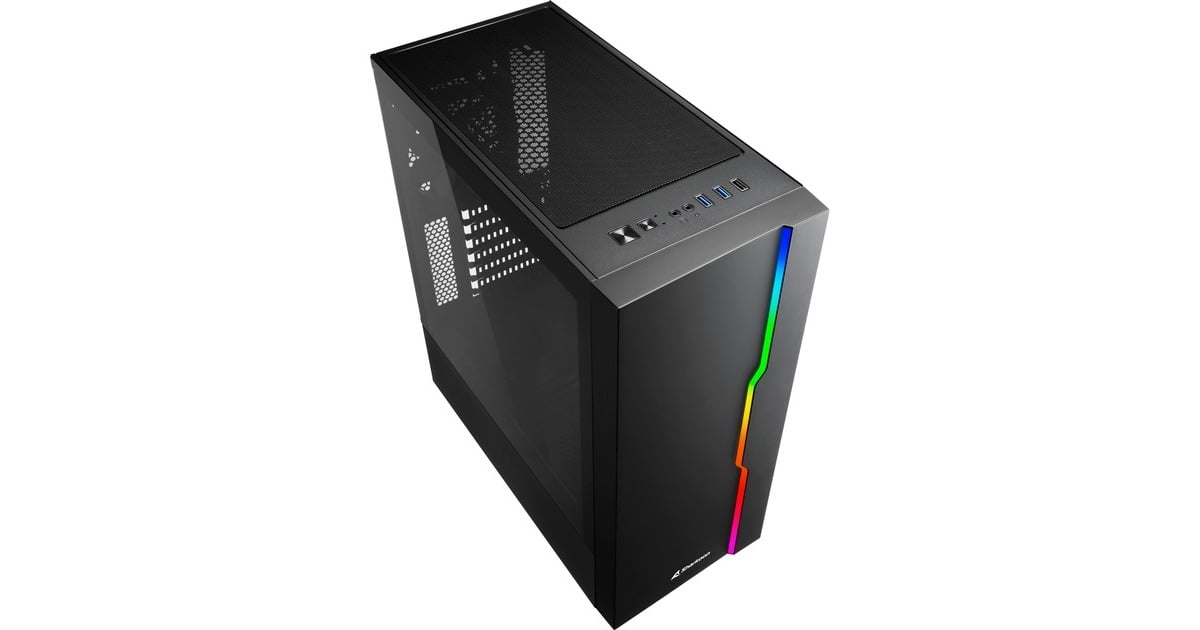 SharkoonRGB Slider midi tower behuizing  (Zwart | 3x USB-A | RGB | Tempered Glass)