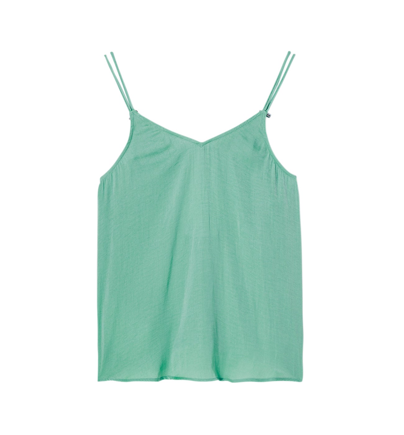 Top en satin uni Femme - Turquoise