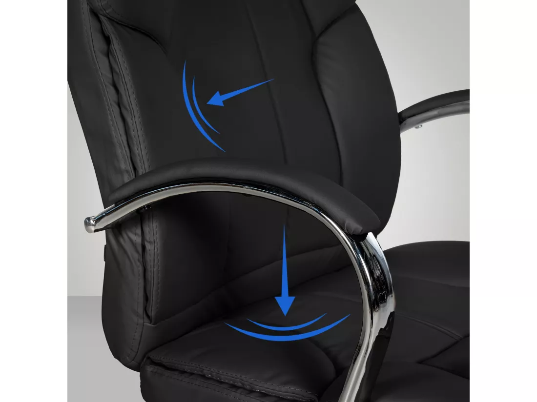 Chaise de bureau - Similicuir & Métal chromé - Noir - XXL Xanthos
