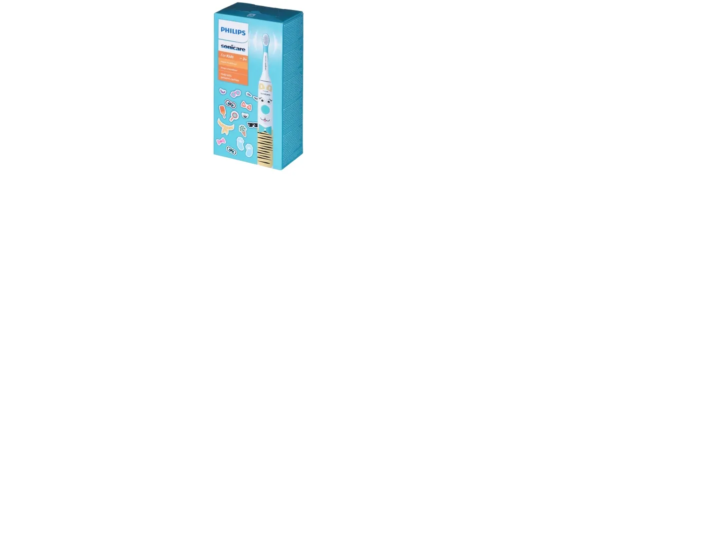 Philips For Kids Design a Pet Edition HX3601/01 Elektrisk tandbørste, Barn, Sonisk tandbørste, Blød, Super sensitive, Blå, Hvid, 4 x 30 sek., Batteri