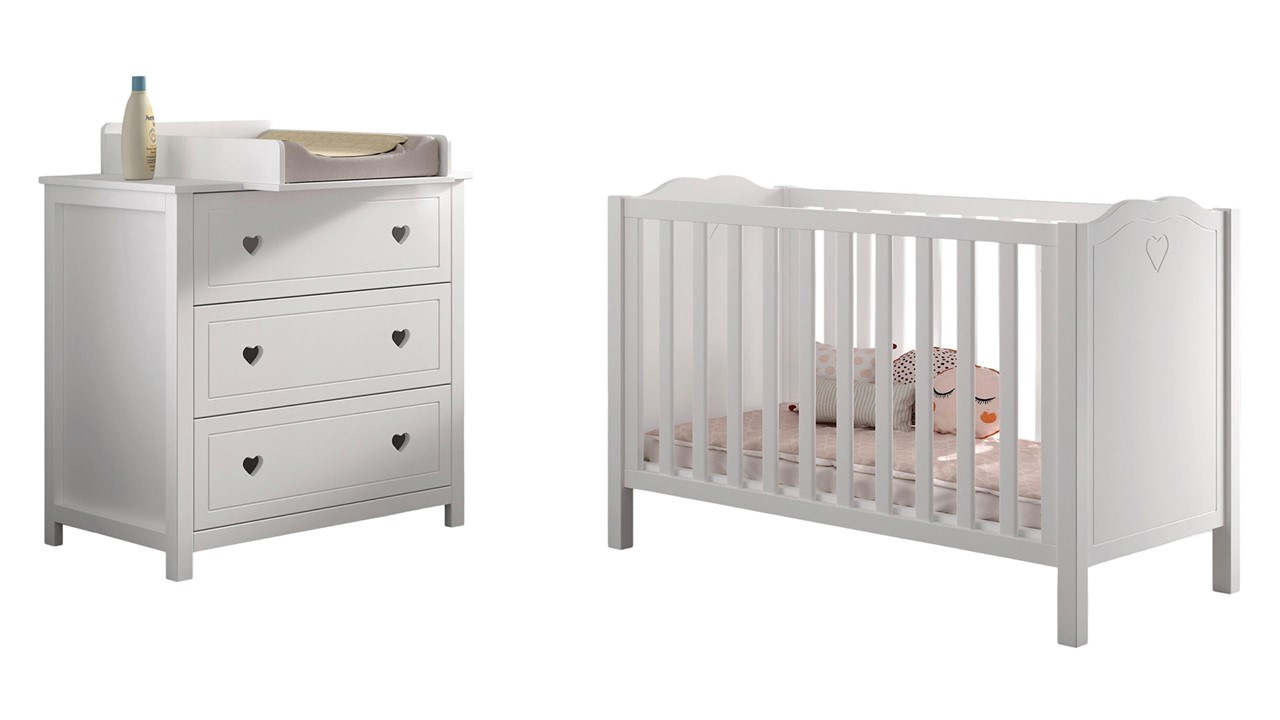 Babyledikant Amori met commode en opzet wit