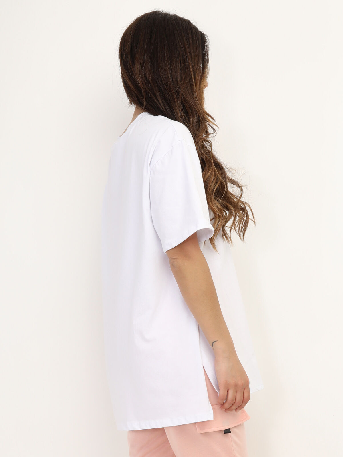 T-shirt oversize fendu sur les côtés- Blanc