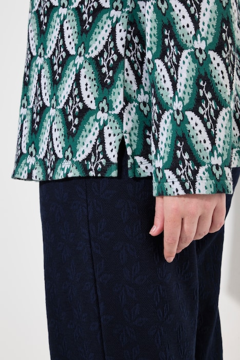Sweatshirt, Jacquard, Stehkragen, Langarm, Biobaumwolle