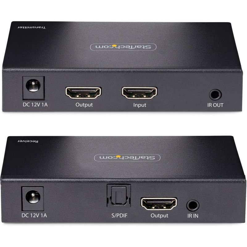 StarTech.com Extendeur HDMI 4K sur Câble CAT5/CAT6 - Prolongateur Vidéo 4K 60Hz HDR jusqu'à 70m - Extender HDMI 4K, Câblage HDMI sur Ethernet - Sortie Audio S/PDIF - Kit Émetteur-Récepteur HDMI