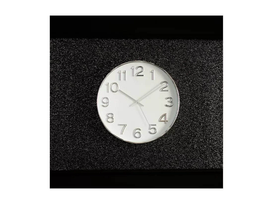 Horloge chiffres arabes plastique argent
