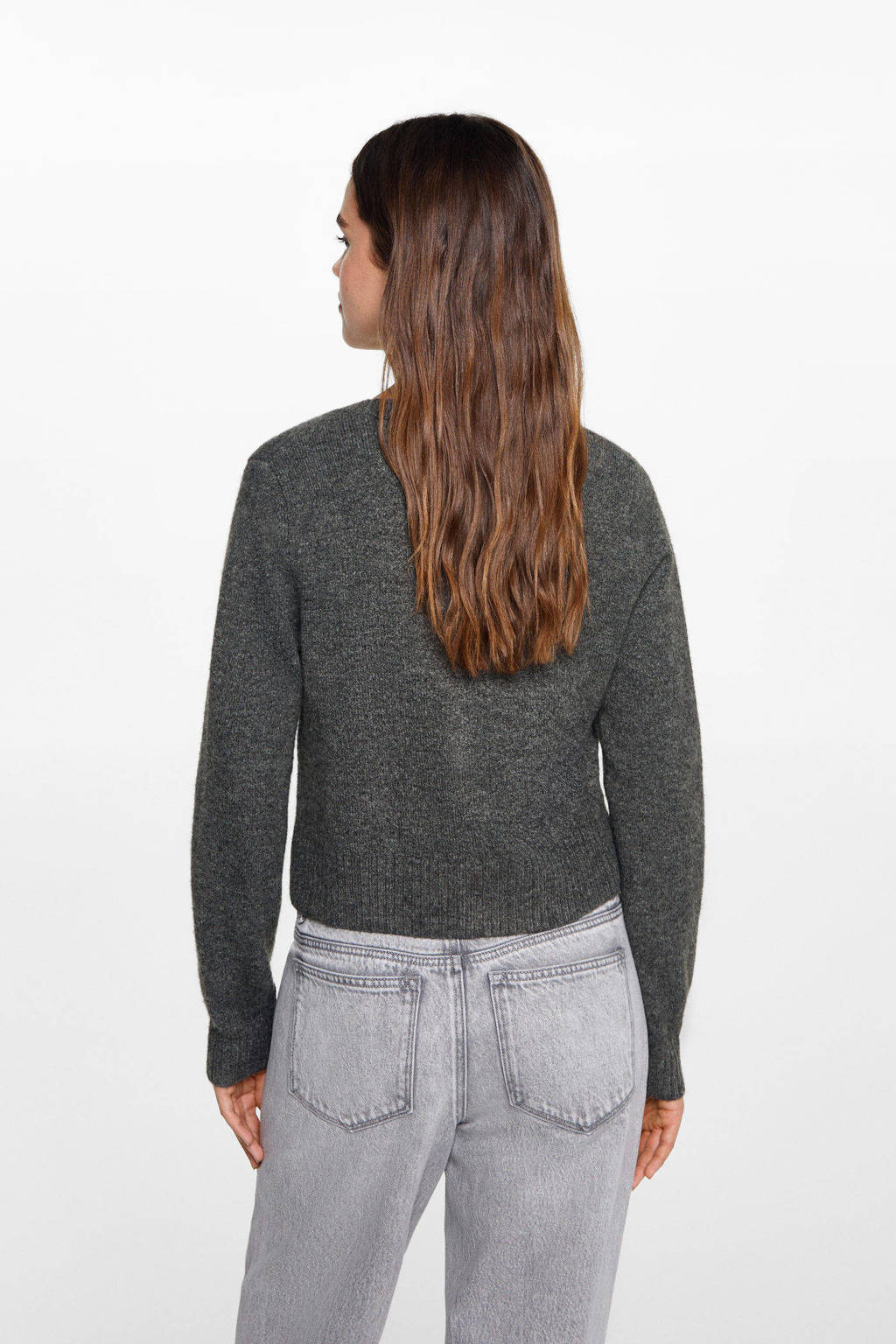 MANGO TEEN fijngebreid vest grijs