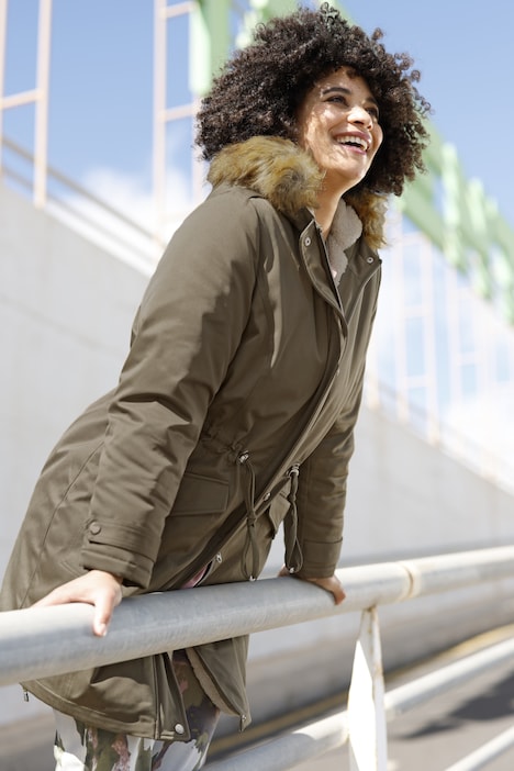 Parka, Straight Fit, Teddyfutter, Kapuze, 2-Wege-Zipper, Langarm