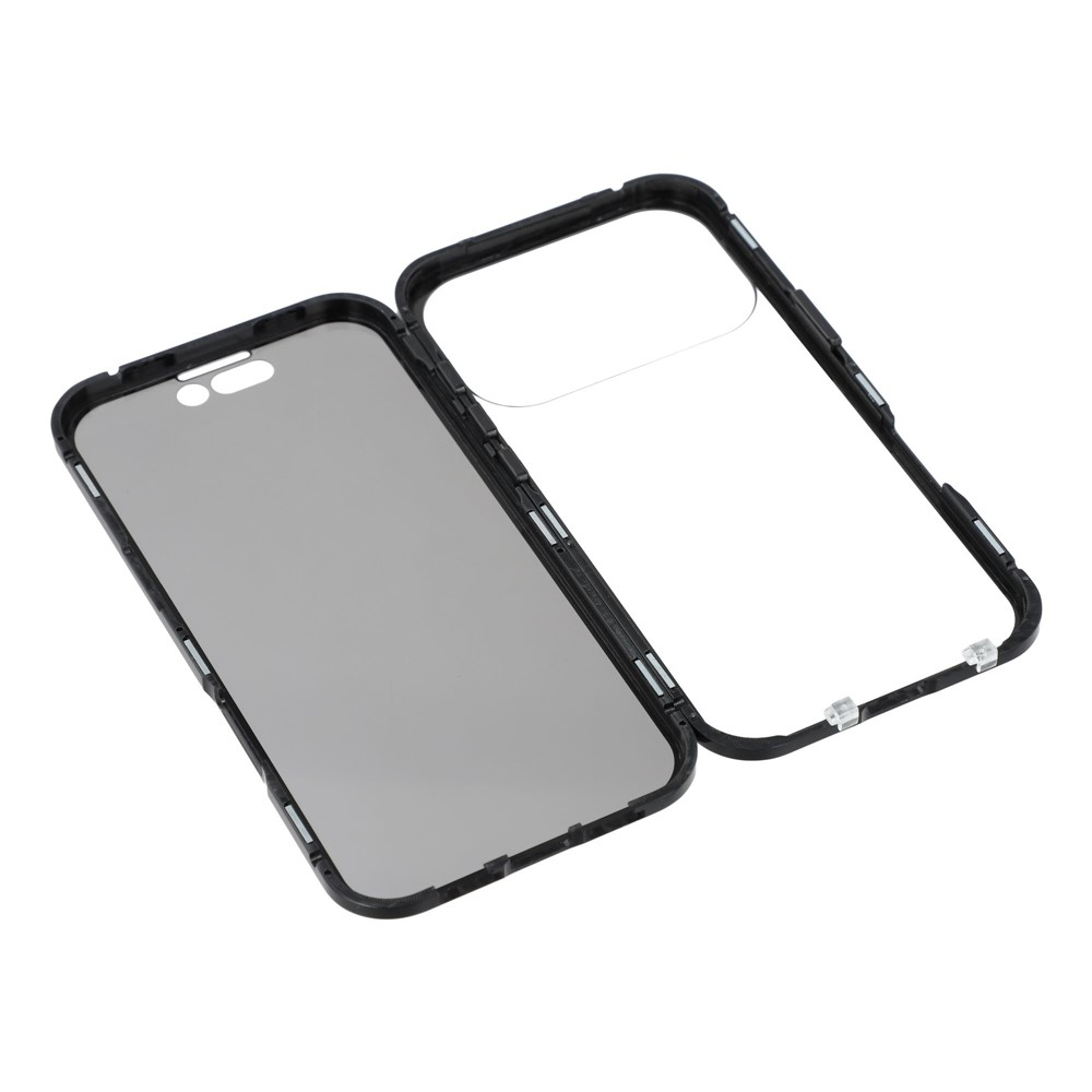 iPhone 17 Pro Max Magnetische Alu Schutzhülle mit Panzer Glas Backcover   Privacy Displayschutz (Magnet-Technologie) - Schwarz