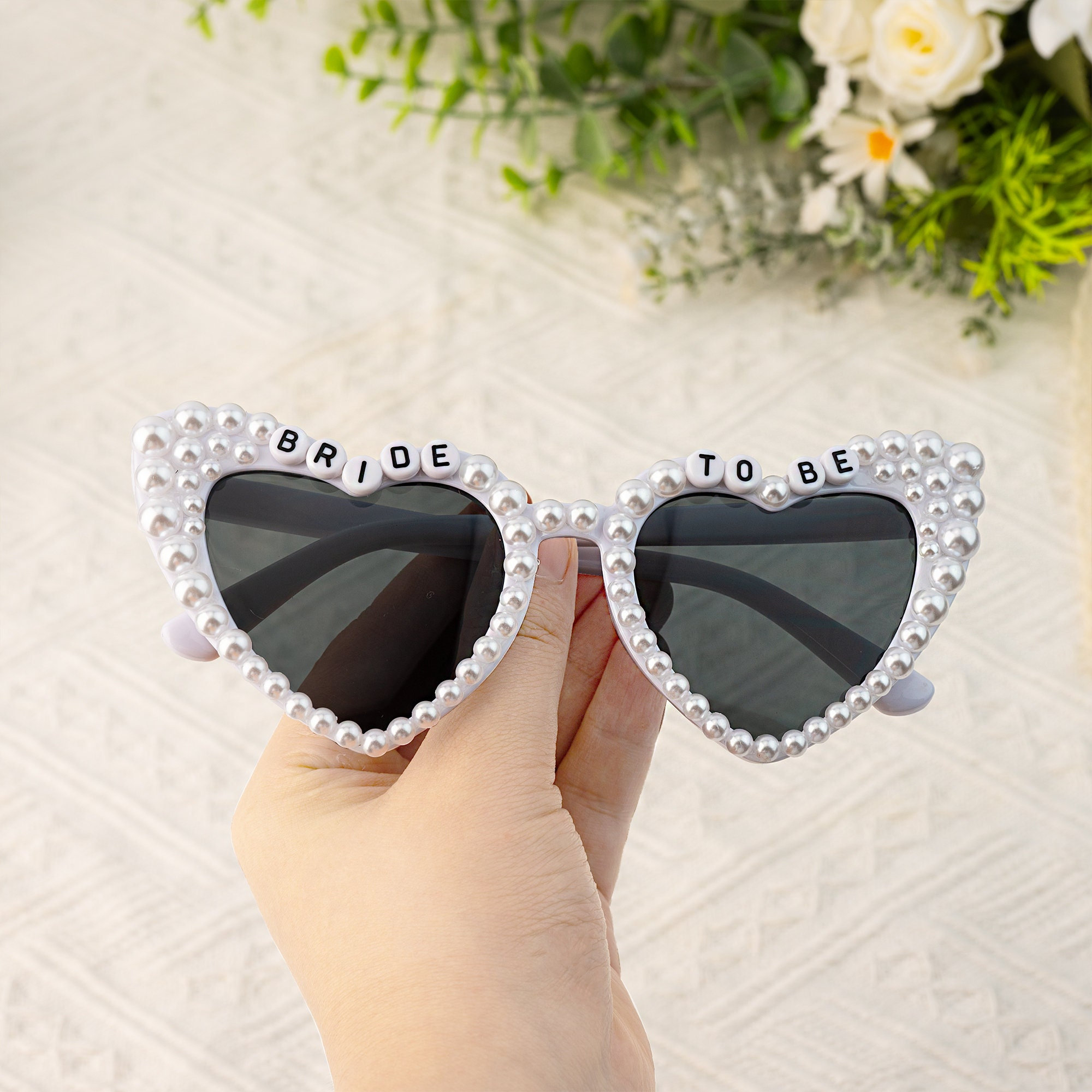 Photo Booth Herz Party Sonnenbrille Perlen Fotorequisite Foto Accessoire Dekoration für Junggesellinnenabschied - Bride to Be