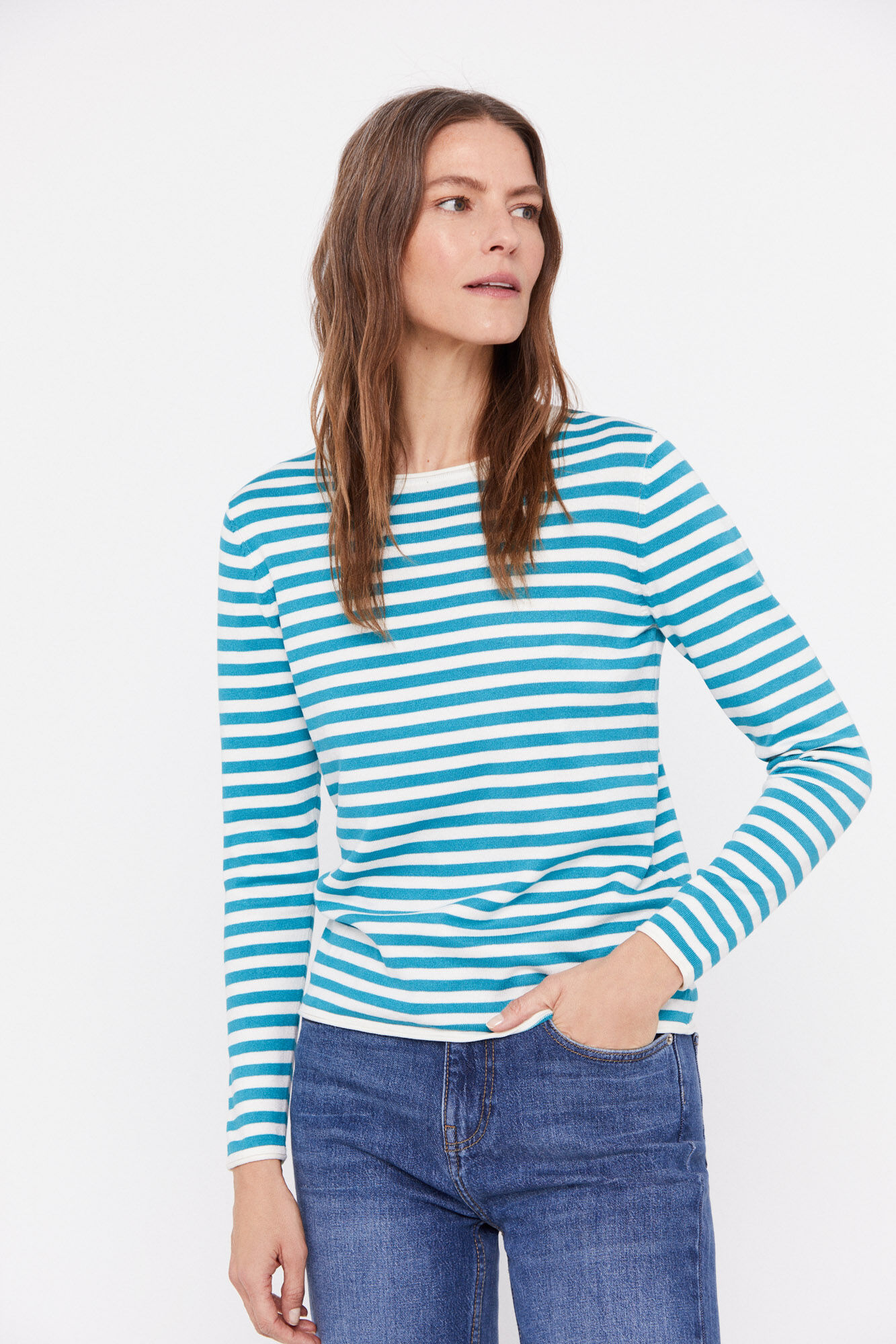 Camisa listrada em dois tons - Marfim