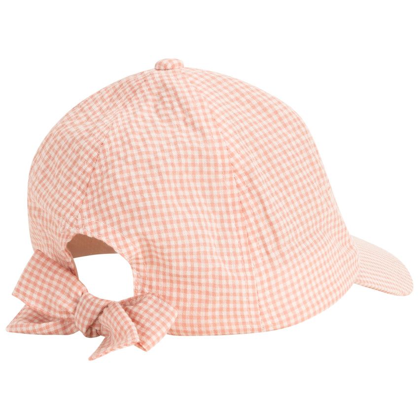 Casquette motif vichy effet noué pour bébé fille - Ecru