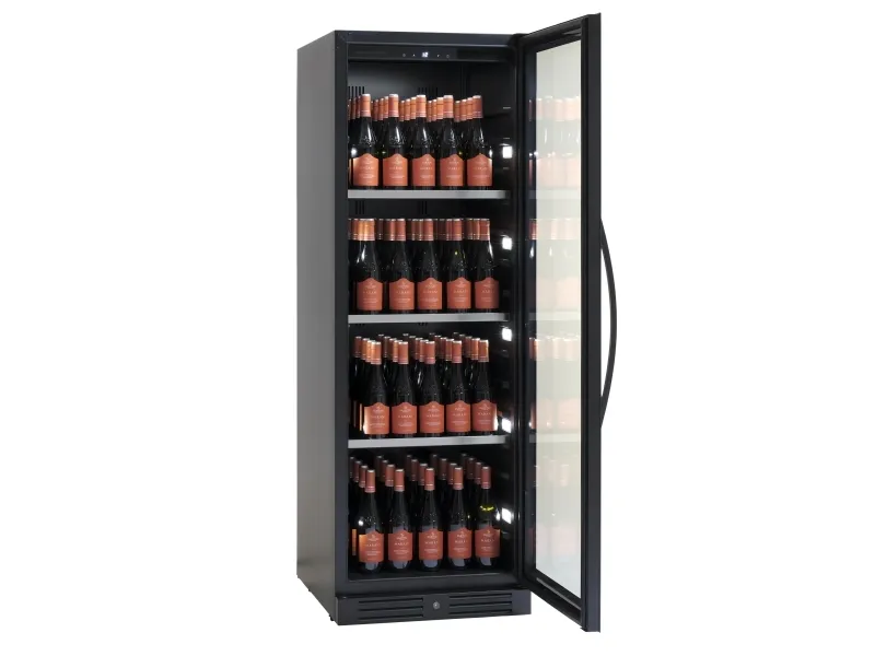 Scandomestic SV 138 B - Vinkøleskab - 1 Zone - bredde: 59.5 cm - dybde: 68.2 cm - højde: 176.4 cm - 461 liter - sort - Optil 138 flasker