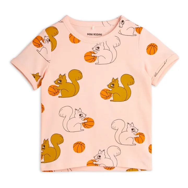 Mini Rodini T-Shirt Ecureuil Coton Bio | Rose pâle