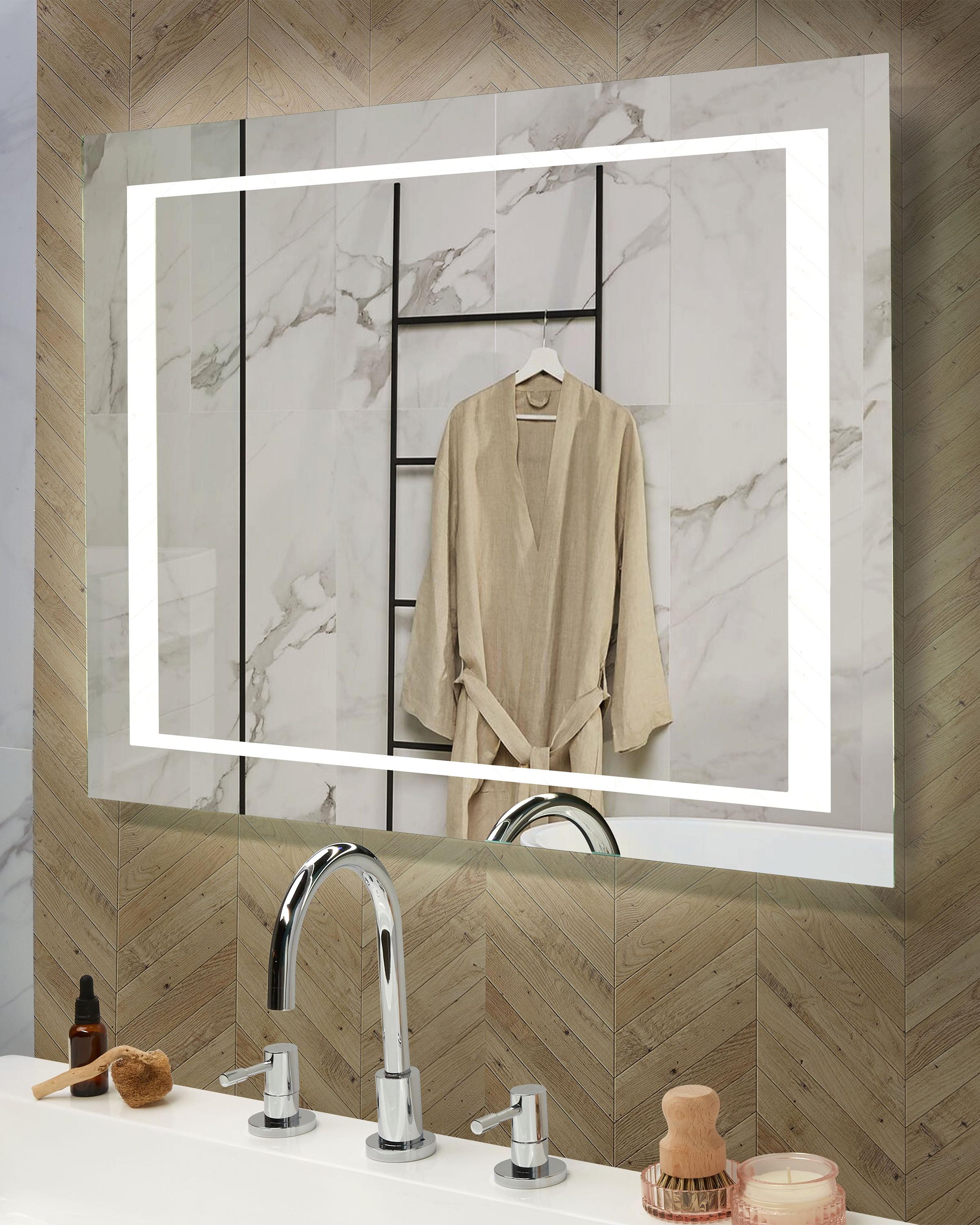 LED badkamerspiegel EYRE 80 cm 60 cm Zilver