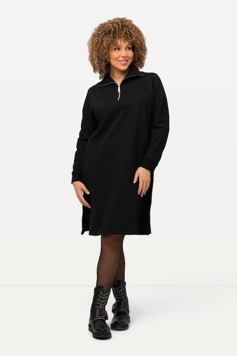 Sweatkleid, Troyerkragen, Reißverschluss, Langarm