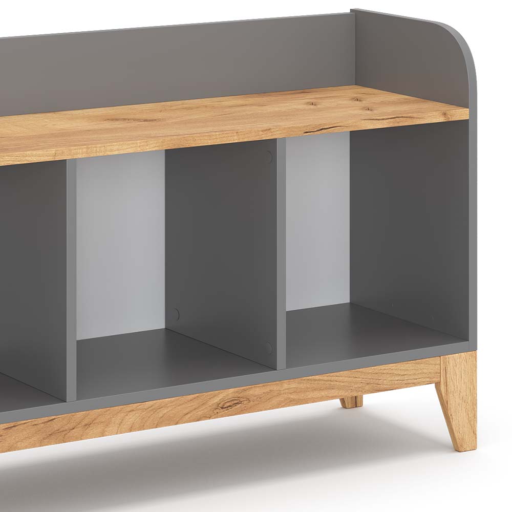 VitaliSpa Sitzbank Malia 107x64cm grau, Bank für Kinderzimmer, 3 große Fächer