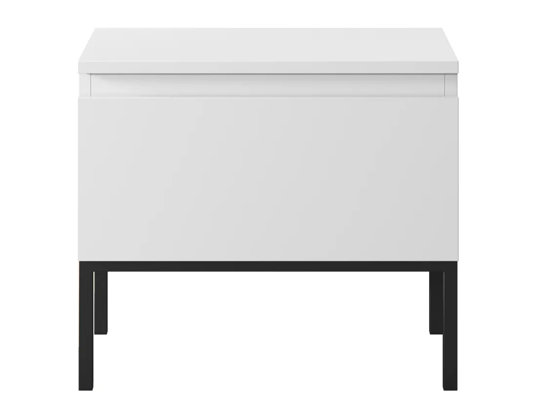 Table de chevet - blanc avec pieds noirs - Bemmi