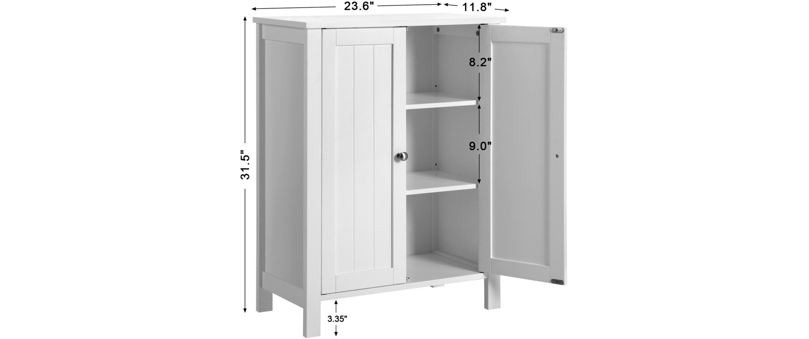 Badezimmerregal mit Doppeltür 60 x 80 cm, Weiss<br>Schrank mit verstellbarem Einlegeboden