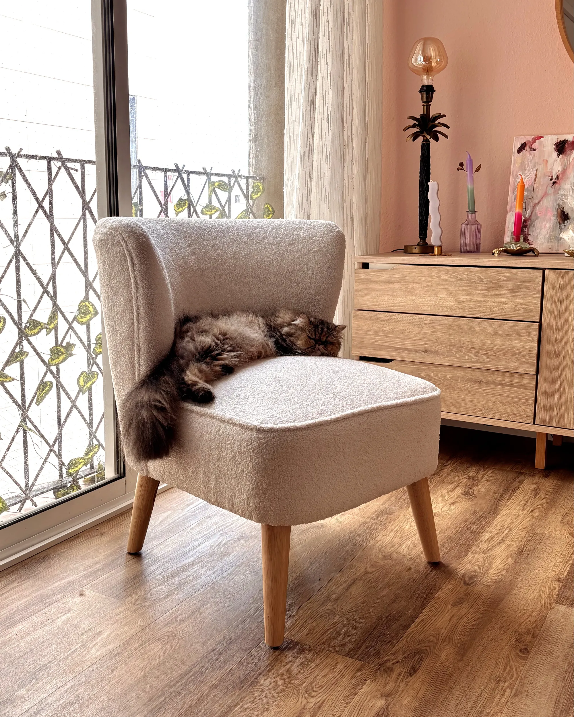 Fauteuil ALVEN Bouclé Gebroken wit