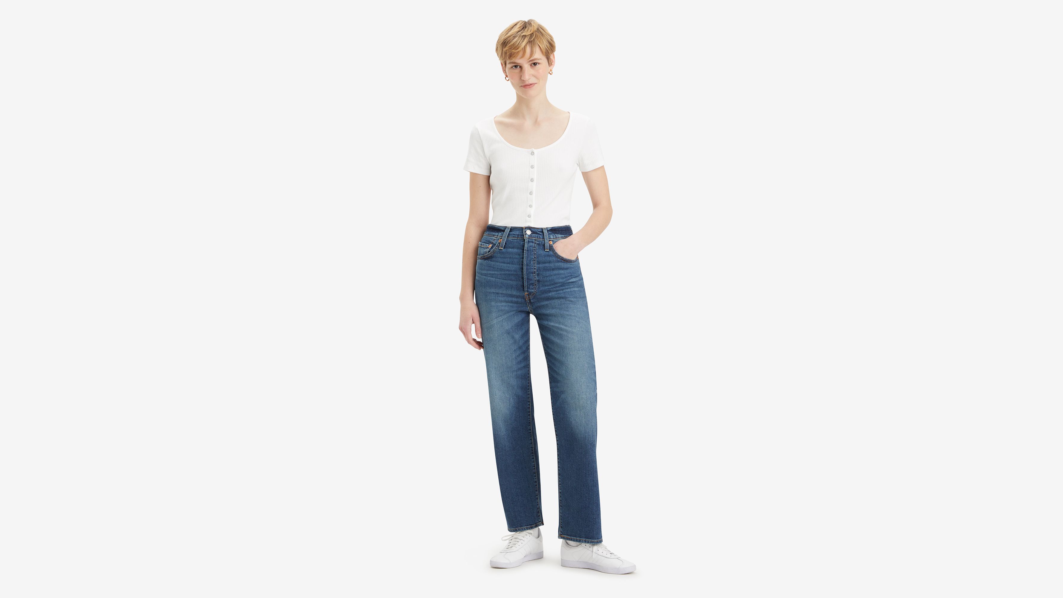 Jean Ribcage droit cheville - Dial Up The Music - Bleu