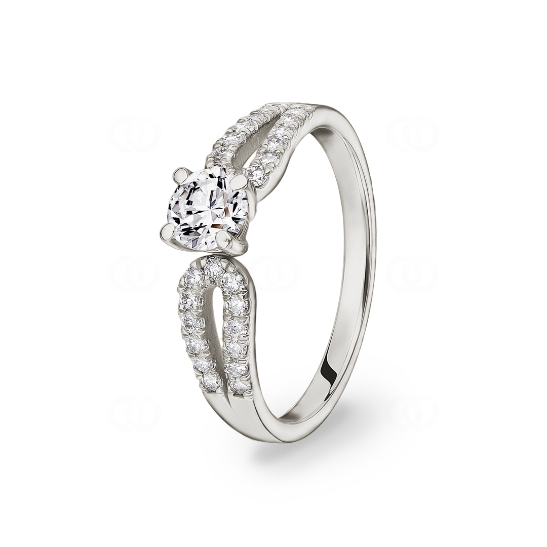 Verlobungsring 750/18 K Weissgold mit Diamanten 0.76 ct H/si