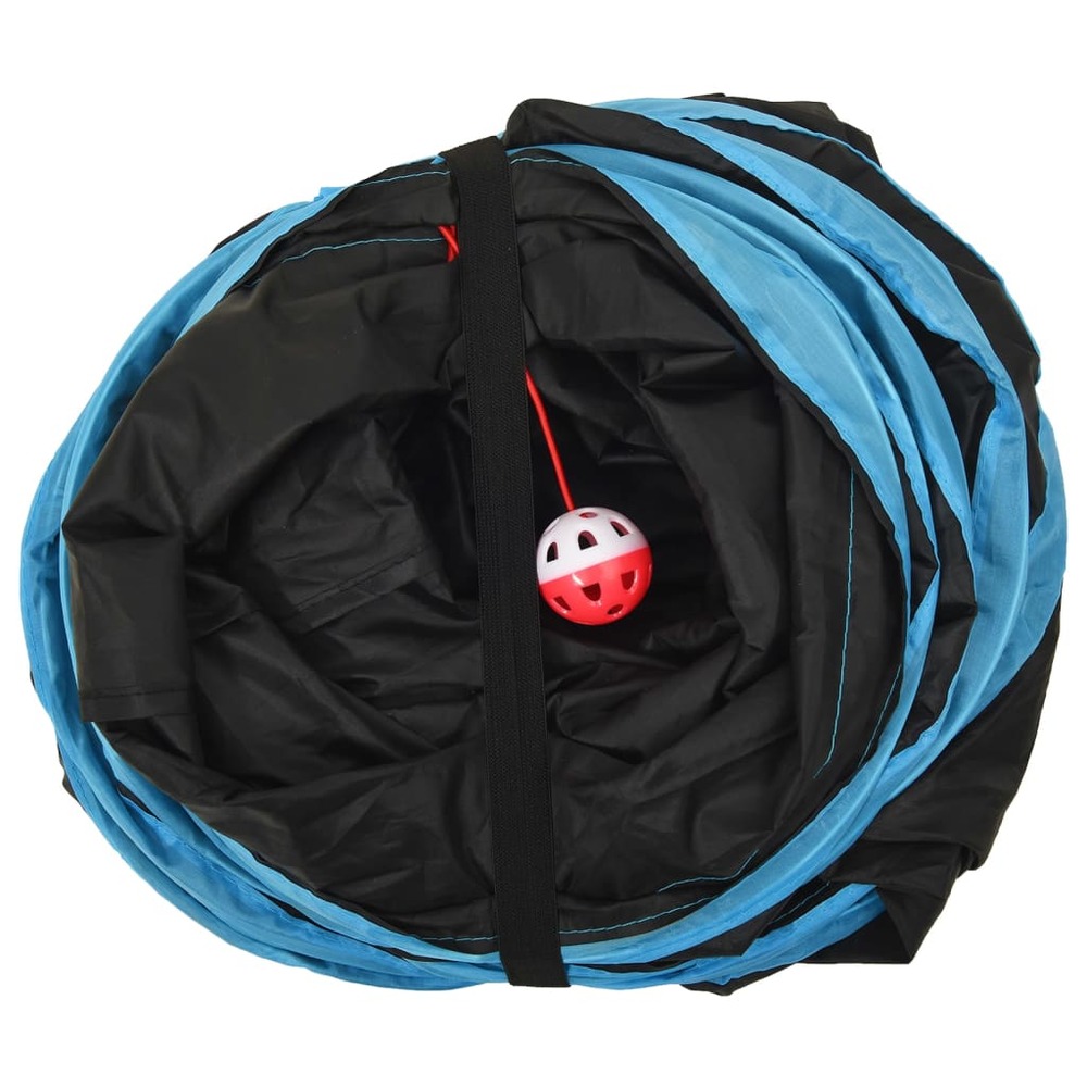 Tunnel pour chats à 3 voies noir et bleu 25 cm polyester