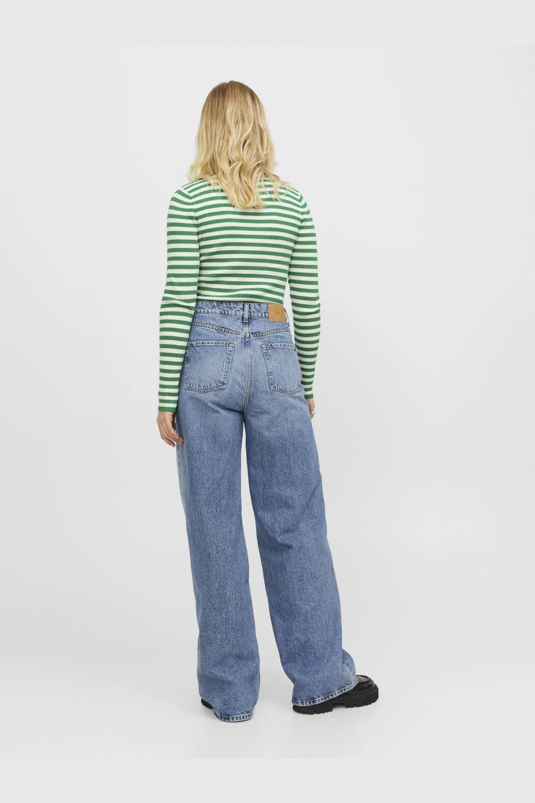 Jjxx Jxjodi Tight Stripe Crew Neck Knit 4412396 medium green cloud dancer