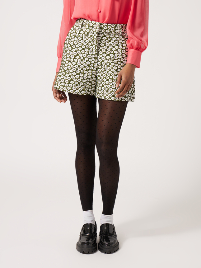 Short taille haute à fleurs