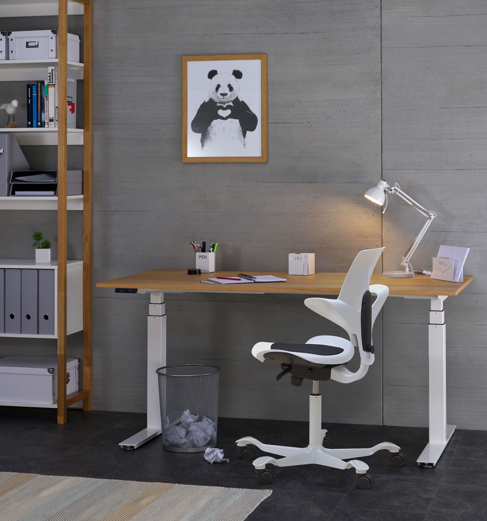 FLEXCUBE PROFI Schreibtisch höhenverstellbar - Schwarz / B: 160.0 cm x T: 80.0 cm x H: 67.0 cm