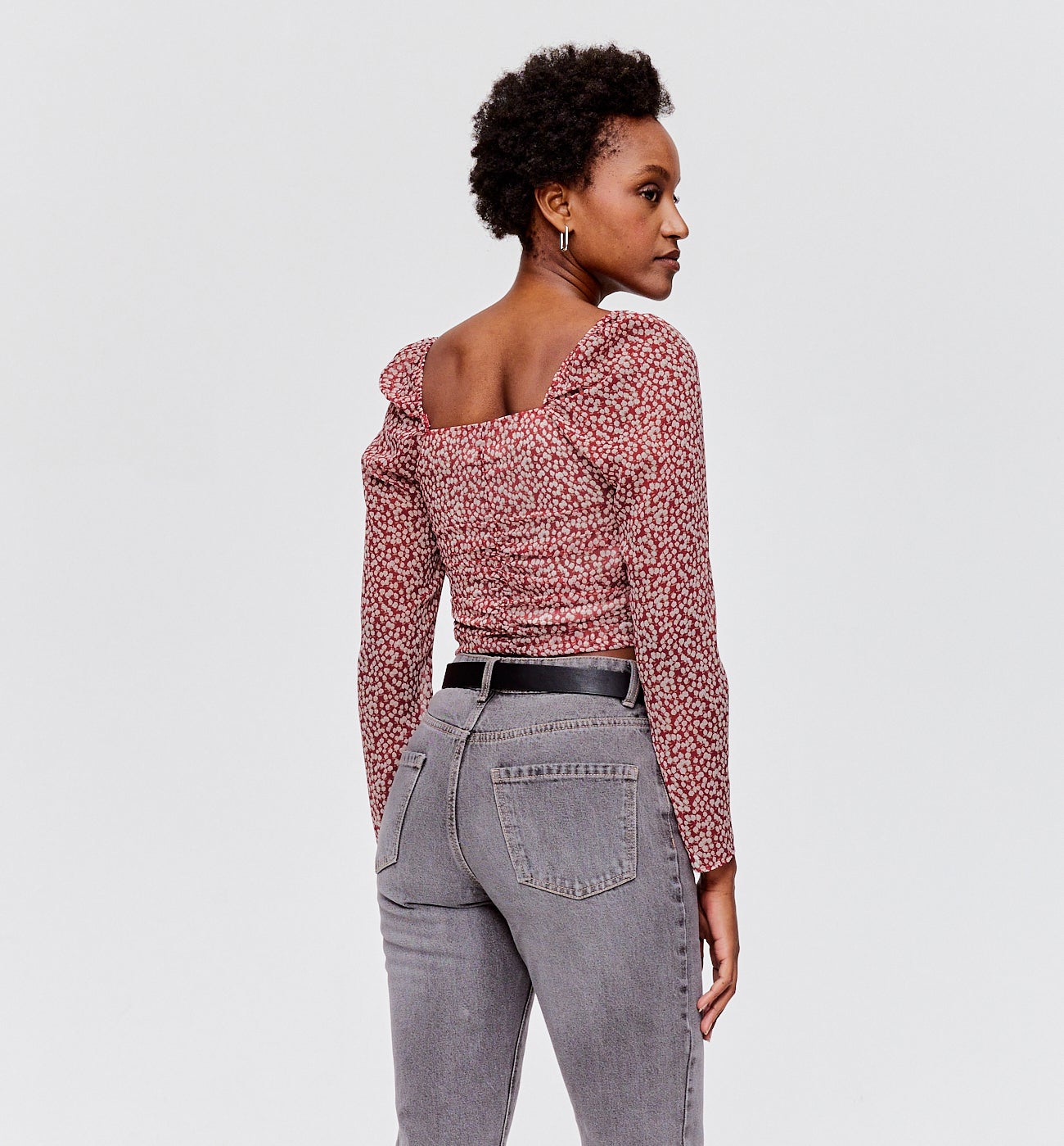 Crop top en voile Femme - Imprimé multicolore