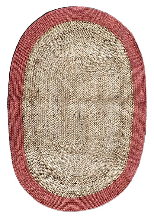 Tapis Bombay jute rouge et naturel 120 x 180 cm
