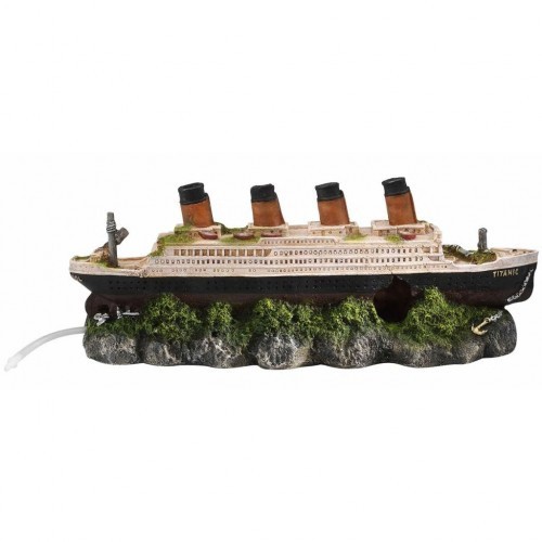 Decoração de aquário com o naufrágio do Titanic, multicolorida.