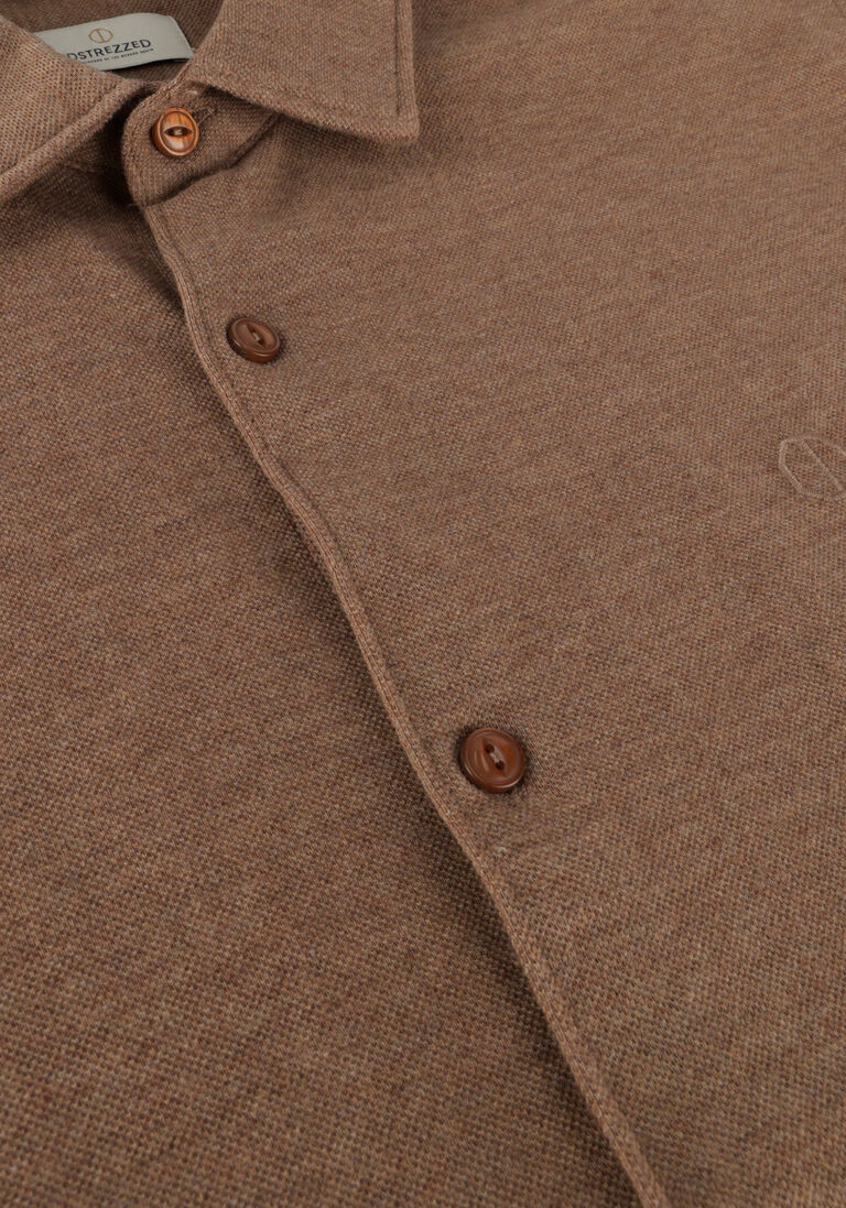 DSTREZZED bruine dstrezzed casual overhemd shirt melange pique