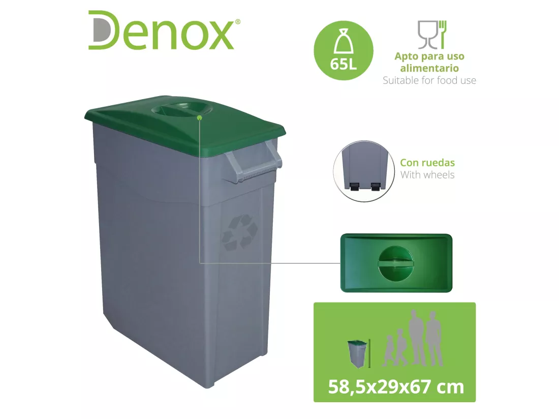 Cube poubelle Zeus 65 litres fermé - Green 585x290x670 mm