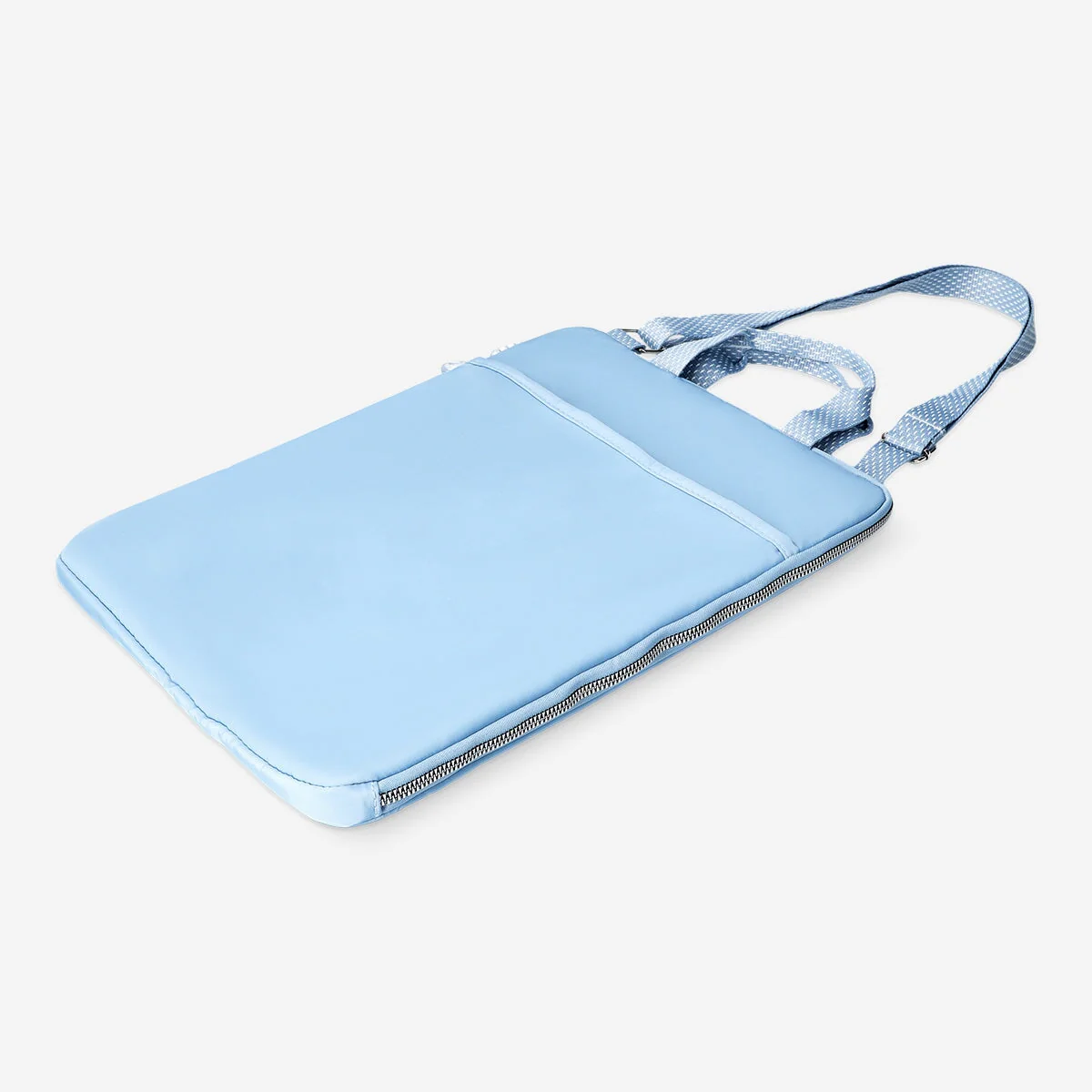 Lyseblåt laptop-sleeve med bærestrop