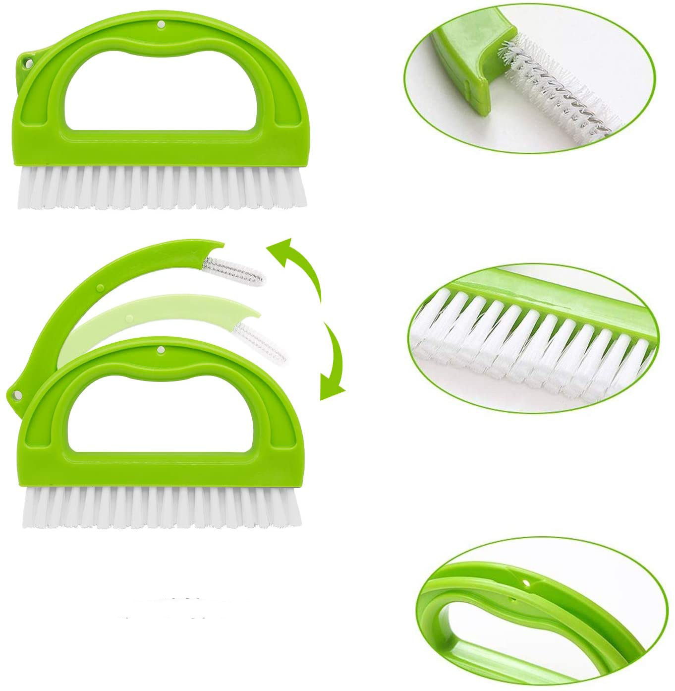 (5er Set) Universal Reinigungs Bürsten mit Nylon Borsten für Fugen / Waschbecken / Fliesen - Grün