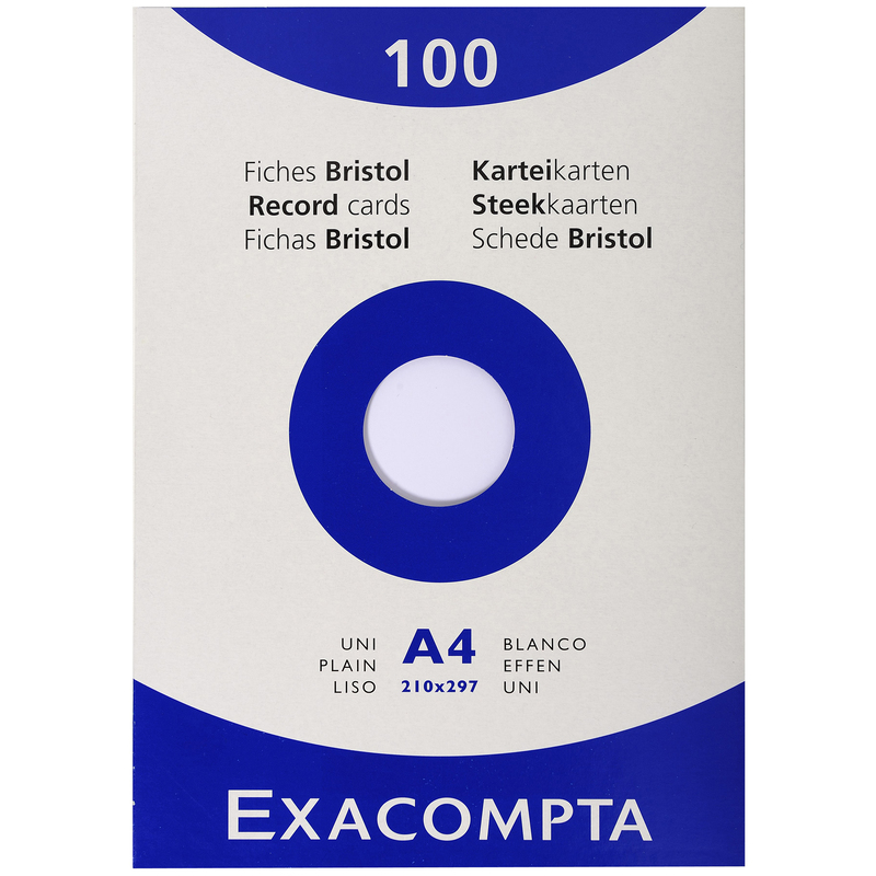 Exacompta Karteikarten, A4, blanco, weiss