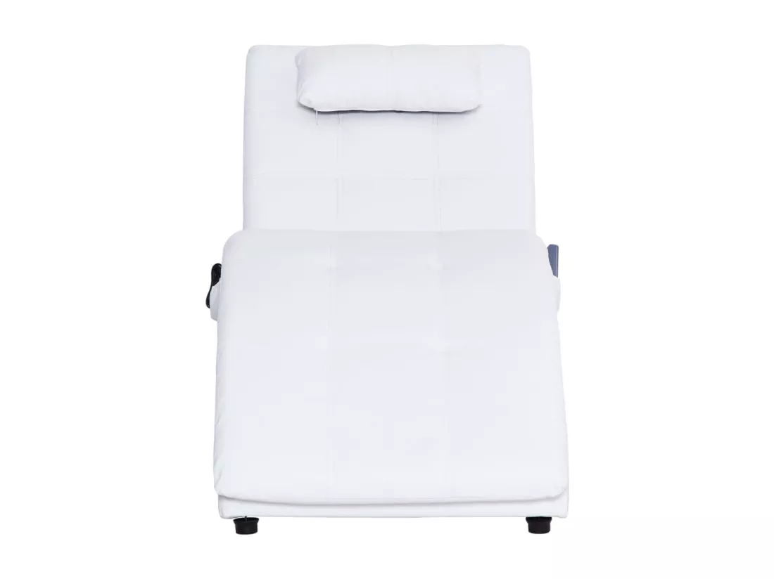 Chaise longue de massage avec oreiller Blanc Similicuir