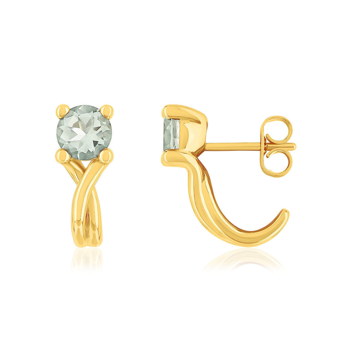 Boucles d'oreilles or 375 jaune quartz verts