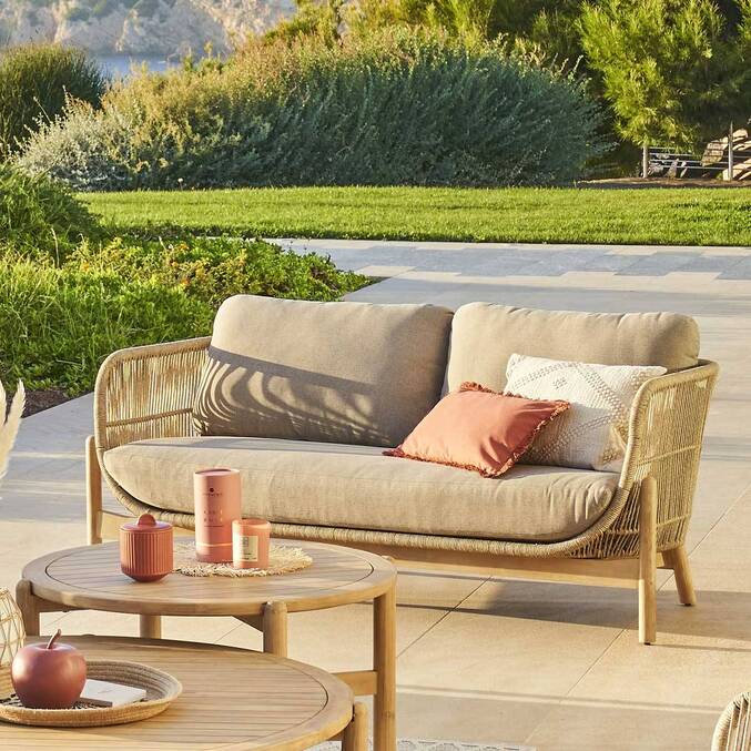 Canapé de jardin DEONA Taupe & Acacia