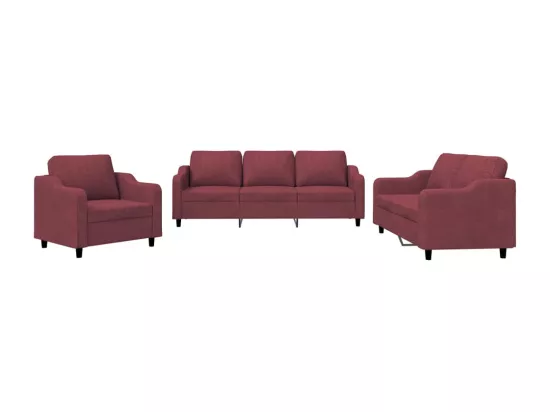 Ensemble de canapés 3 pcs avec coussins Rouge bordeaux Tissu