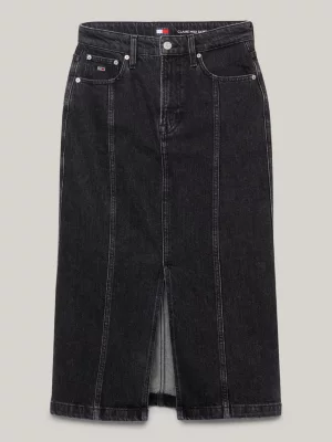 Saia midi jeans Claire de cintura alta