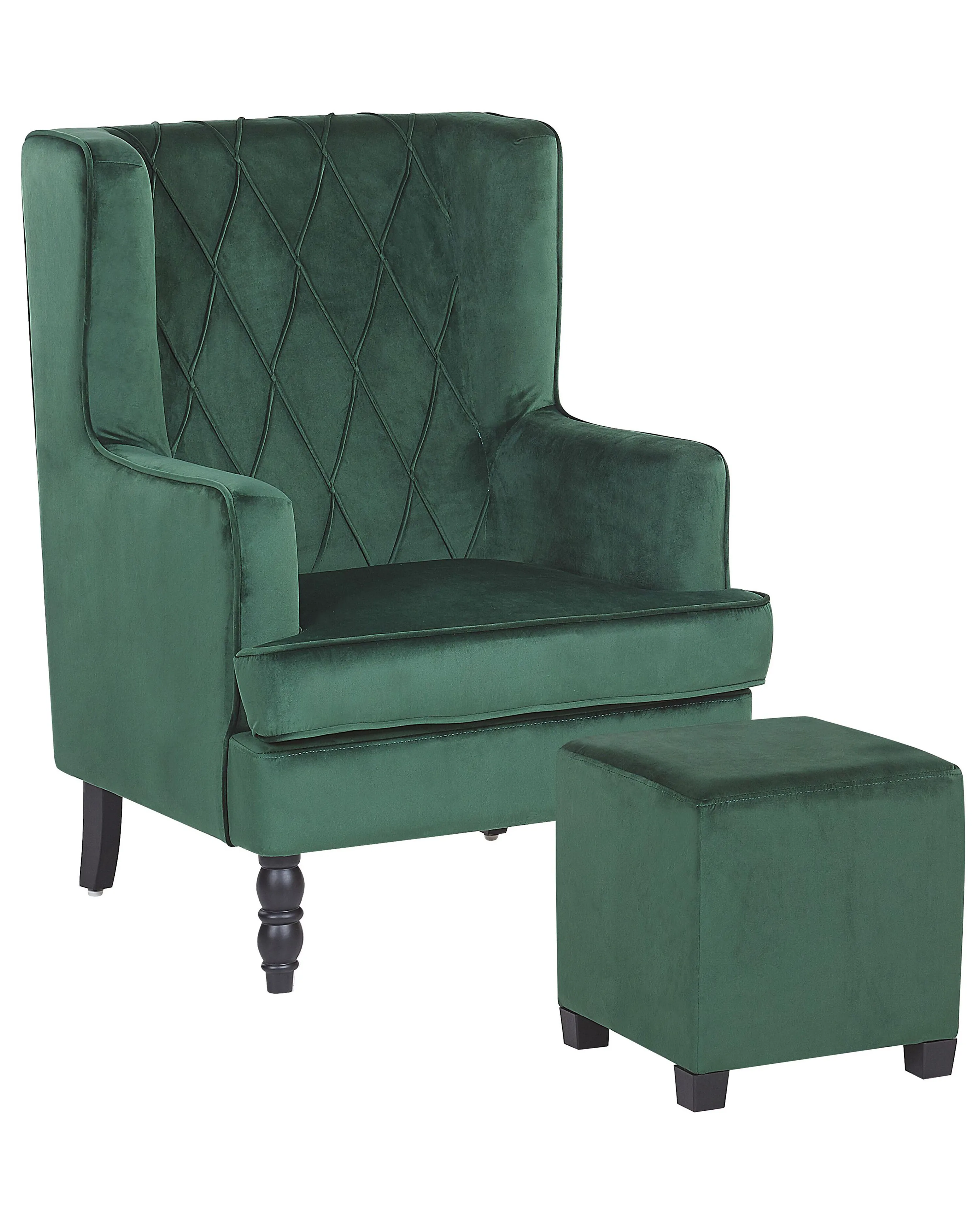 Fauteuil SANDSET met voetenbank Fluweel Donkergroen