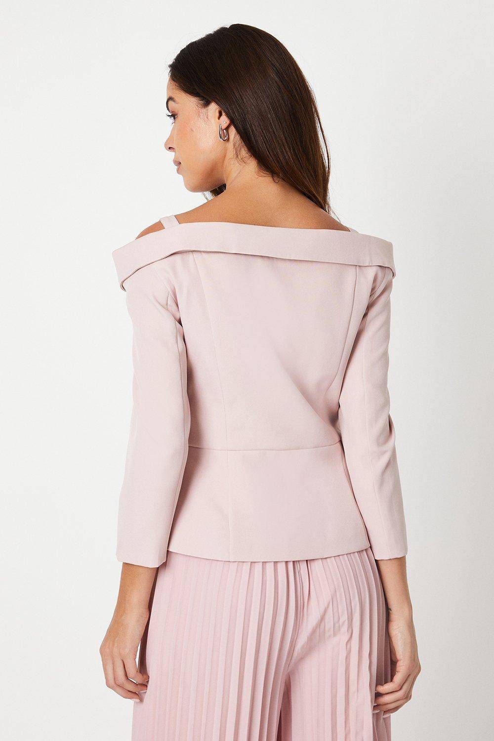 Coast Veste Peplum à Épaules Dénudées et Manches 3/4