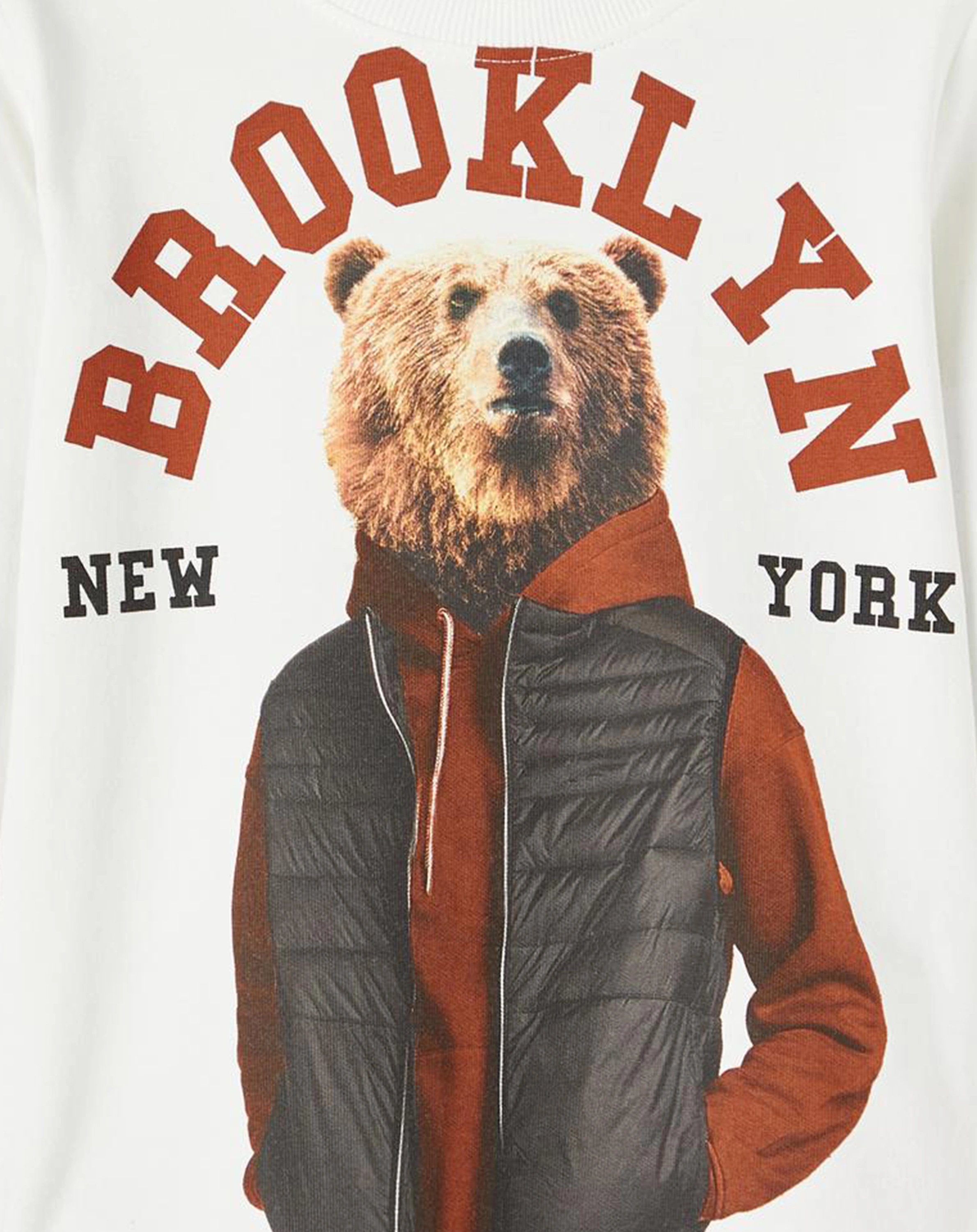 Langarmshirt NMMODD BEAR in white alyssum