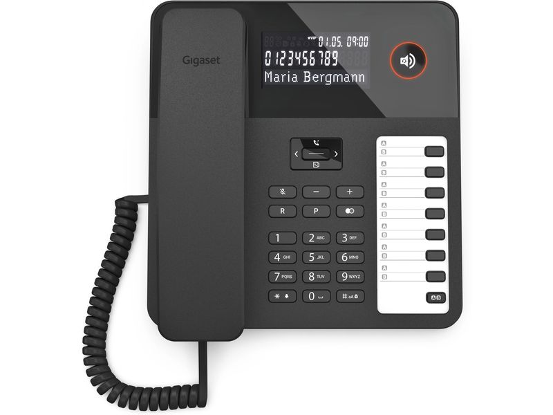 Gigaset Tischtelefon DESK 600 Schwarz Das Wand- und Tischtelefon für die komfortable Telefonie