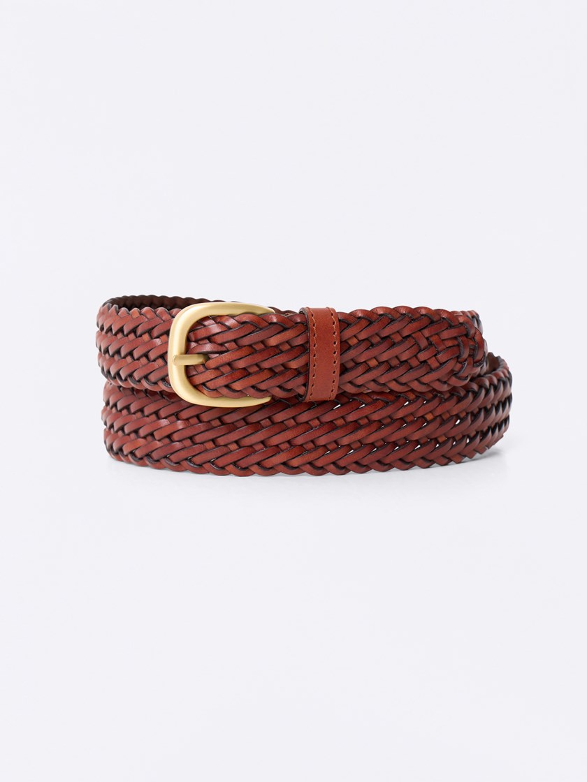 Cannes flettet skinnbelte Cognac