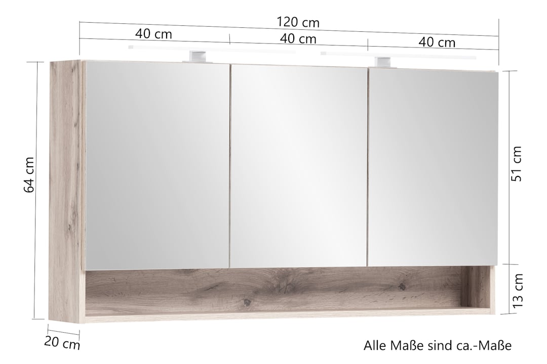 Bad-Spiegelschrank ANTWERPEN braun 120cm
